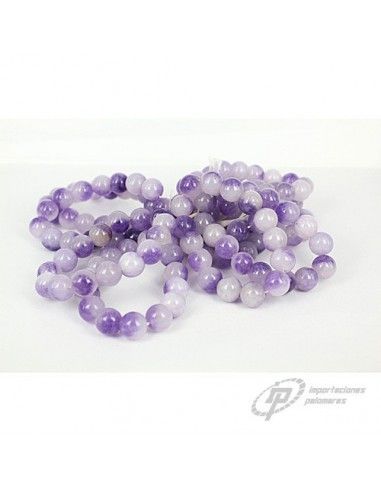 PULSERA DE BOLA DE JADE MORADA Y BLANCA