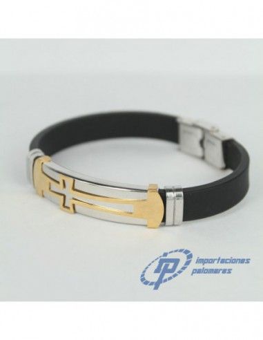 PULSERA DE GOMA Y ACERO INOXIDABLE