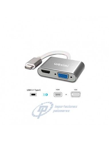 ADAPTADOR CABLE TIPO C A VGA Y HDMI