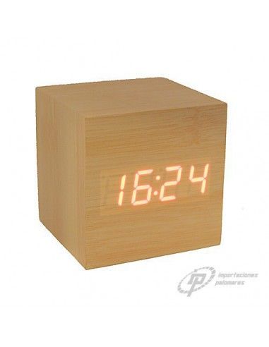 RELOJ DESPERTADOR DE MADERA CON LED...