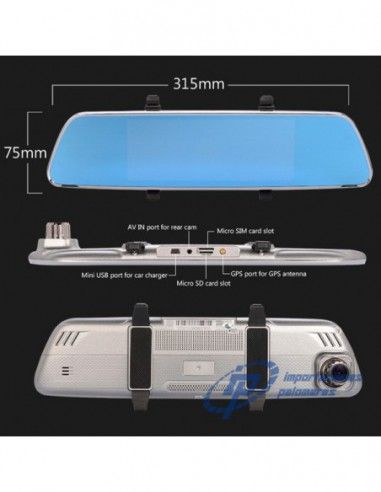 ESPEJO RETROVISOR CON 2 CAMARAS Y GPS