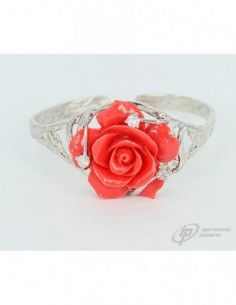 PULSERA PLATEADA CON ROSA...