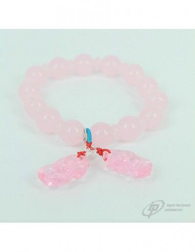 PULSERA DE CRISTAL ROSA CON COLGANTE