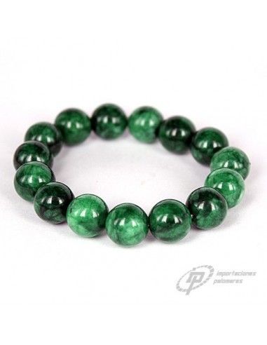 PULSERA DE BOLA DE JADE VERDE OSCURO