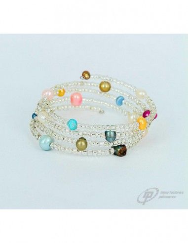 PULSERA ESPIRAL CON CUENTAS DE COLORES